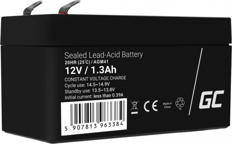 Maintenance‑free AGM VRLA Green Cell battery 12 V 1.3 Ah for alarms, cash registers and toys