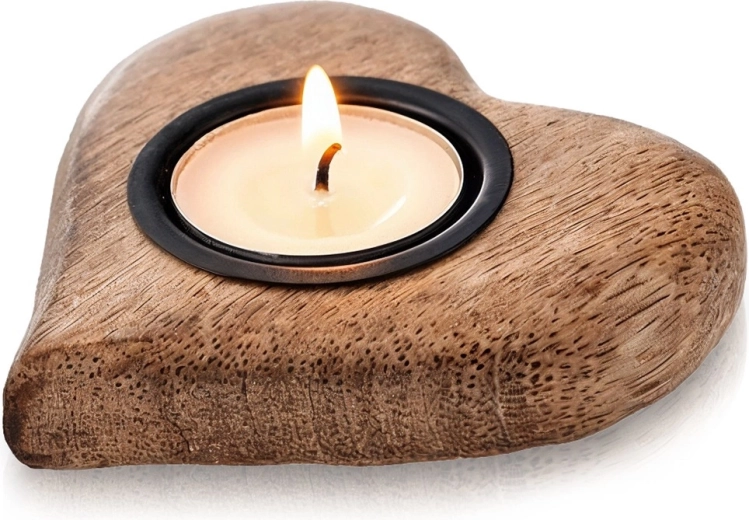 Wooden tealight holder mango 10 × 10 cm