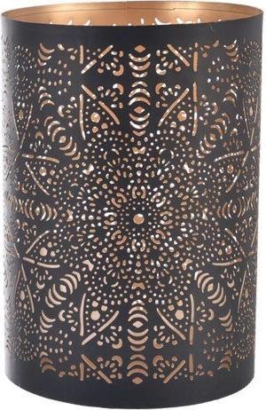 Metalinis žvakidė „Mandala“ juodai auksinė 12 cm