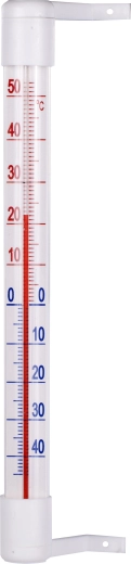 Outdoor plastic thermometer with red–blue scale