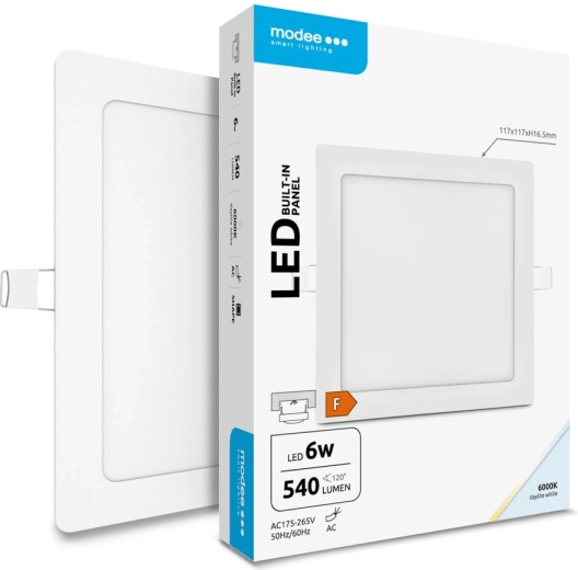 Modee Lighting recessed square LED panel 6 W cool white 540 lm