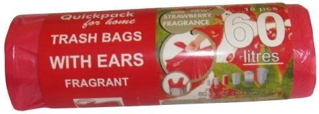 Trash bags with handles 60 L, 60 × 72 cm, strawberry aroma (18 pcs)
