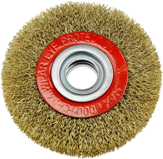 Circular brush for grinder 125 mm, steel and brass wire 0.3 mm, 20 mm bore