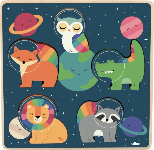 Vilac įstatomas dėlionės rinkinys Gyvūnai astronautai