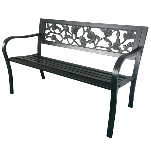 Garden Line metal garden bench 125 cm with backrest, rose motif - 1 piece