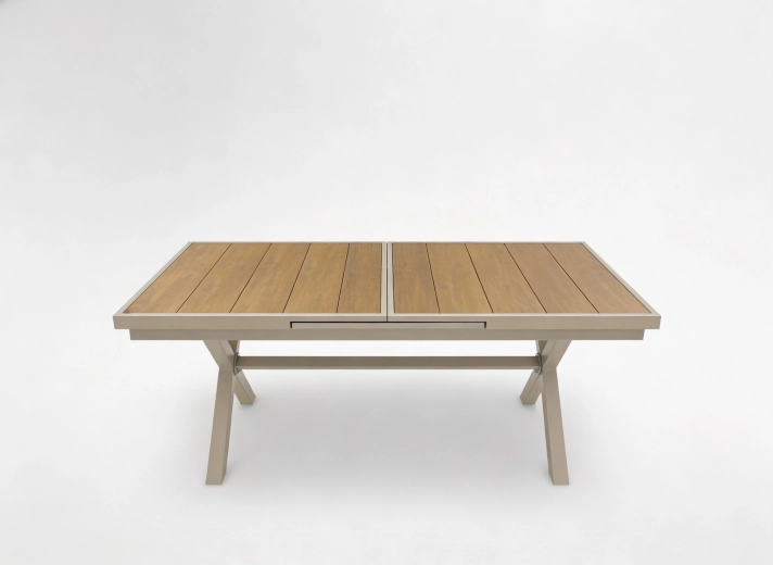 Extendable garden aluminum table beige 180–240 × 90 × 76 cm