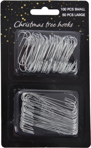 Silver Christmas tree ornament hooks (150 pcs)