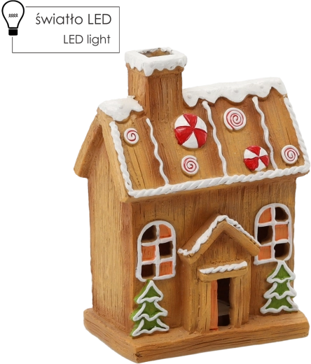 Christmas figurine gingerbread house with LED, 6.5 × 11 × 23 cm