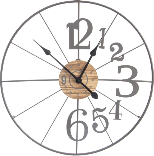 Grey Wooden and Metal Wall Clock 60 cm