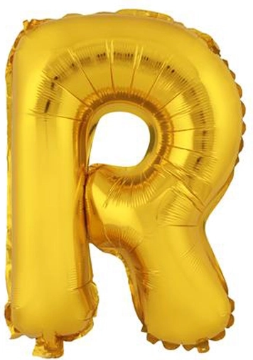 Folinis balionas raidė R, 30 cm, auksinės spalvos