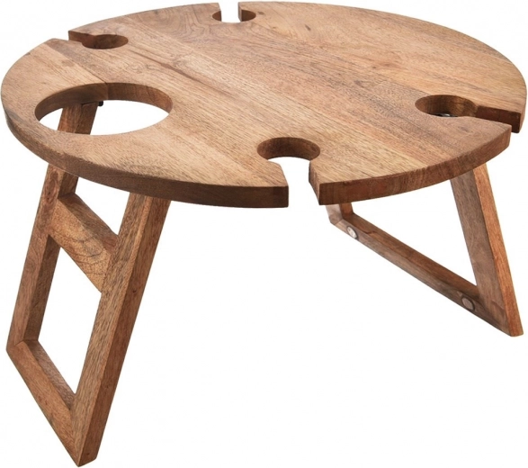 Folding mango wood picnic wine table 39.5 × 39.5 × 25 cm