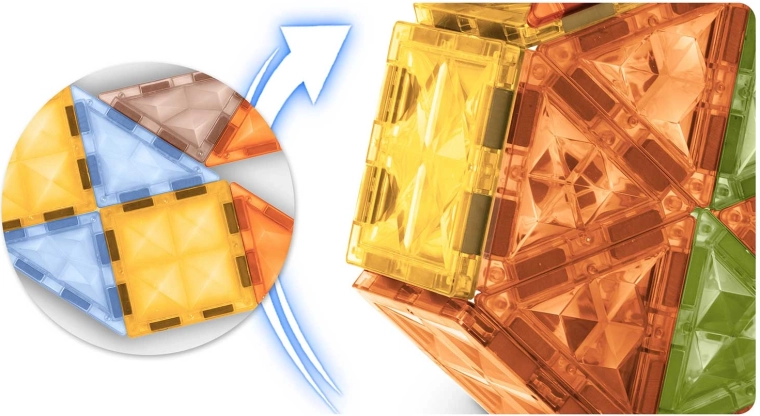Magnetic connections for stable 2D and 3D builds