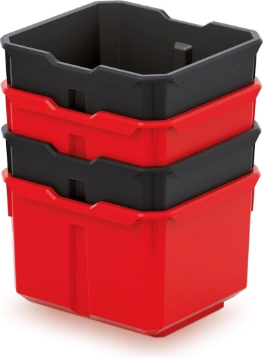 4 plastikinių laikymo dėžučių rinkinys X Block Box, juoda/raudona, 157 × 140 × 210 mm