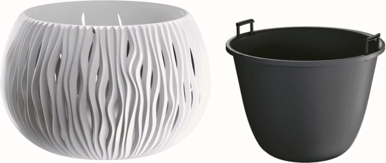 Gėlių vazonas Sandy Bowl su įdėklu 23,8 cm, baltas