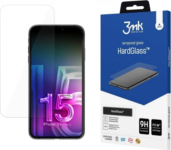 Grūdintas stiklas HardGlass, skirtas iPhone 15 Pro 6,1" 9H
