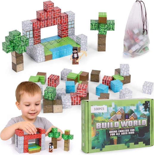 Magnetic building blocks for kids, 100 pieces