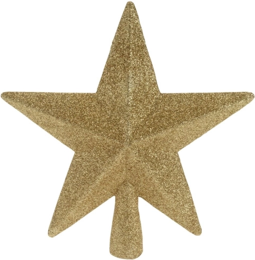 Gold shatterproof star tree topper 19 cm