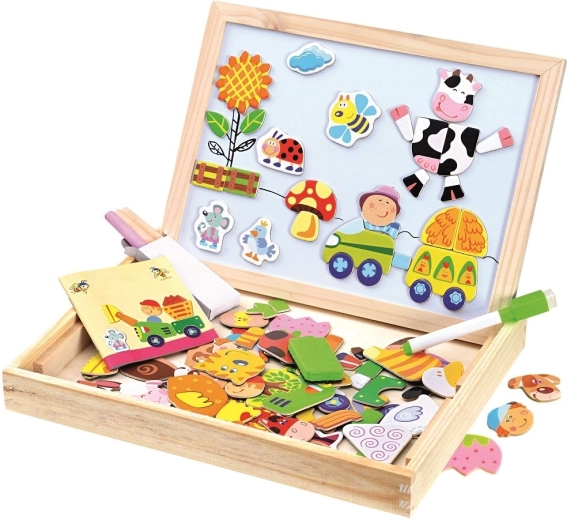 Bino Farm magnetic board with puzzles - 102 pieces