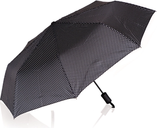 Sulankstomas skėtis su taškeliais 52 cm – juodas