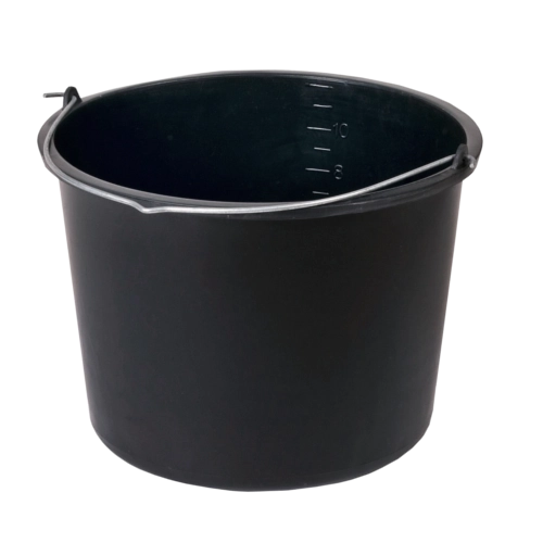 Construction bucket 12 l with metal handle and internal measuring scale