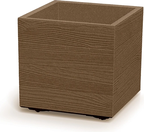 Madera Square Eco Wood Planter 38.5 cm – square plastic planter with wood imitation