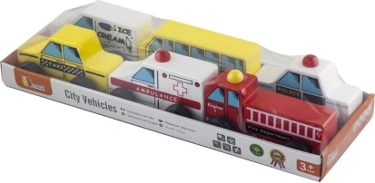 Mediniai automobiliukai vaikams – 6 transporto priemonių rinkinys