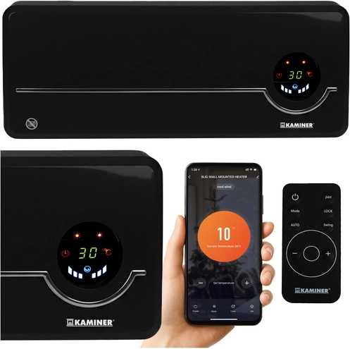 KAMINER Airo wall-mounted hot air curtain with Wi‑Fi and remote control