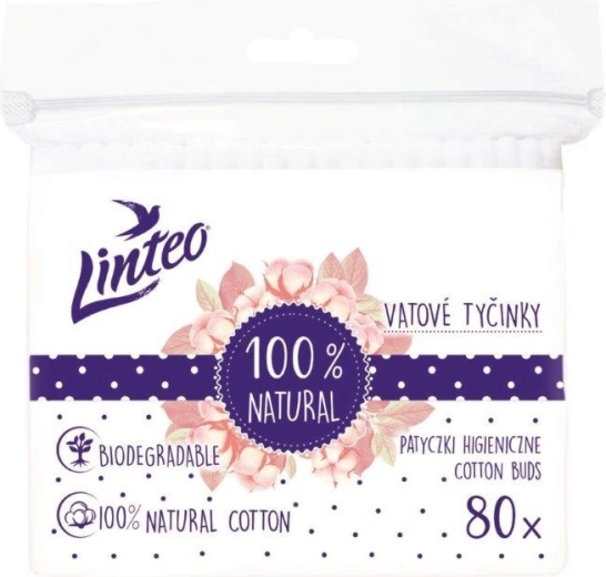 Linteo popieriniai vatos krapštukai 80 vnt.