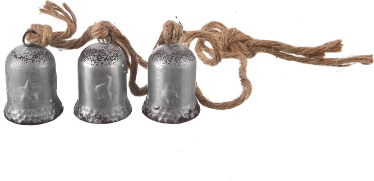 Rustic jute garland with tin bells (3 pcs)