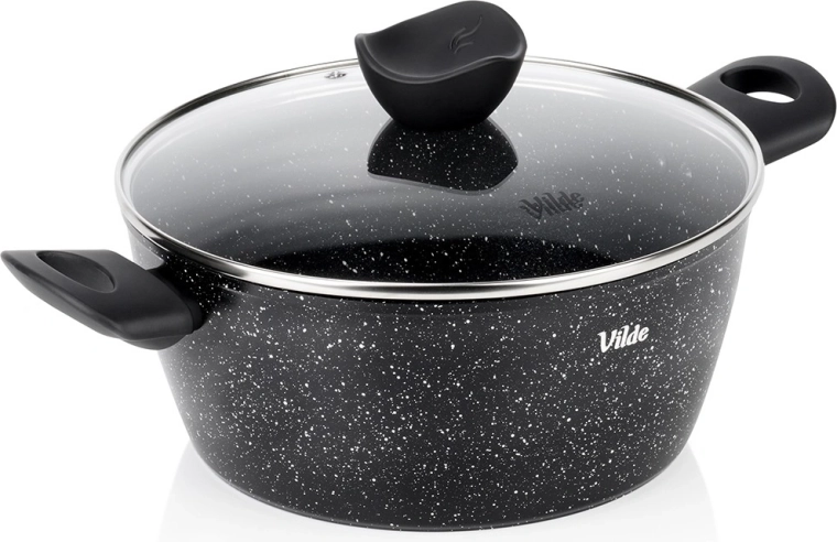 Granite Pot with Glass Lid Vilde Granitica 24 cm, 3.6 l