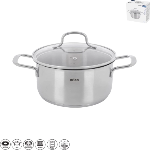 Stainless steel saucepan Anett glass with glass lid 3.1 l