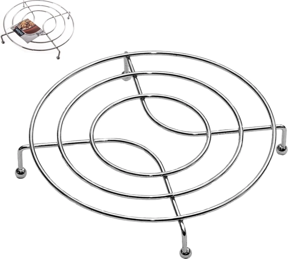 Chromuota metalinė puodo padėkliukas 22 cm