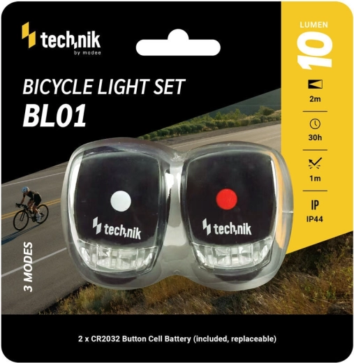 Technik dviračių žibintų rinkinys su silikoniniu gaubtu (priekinis ir galinis)