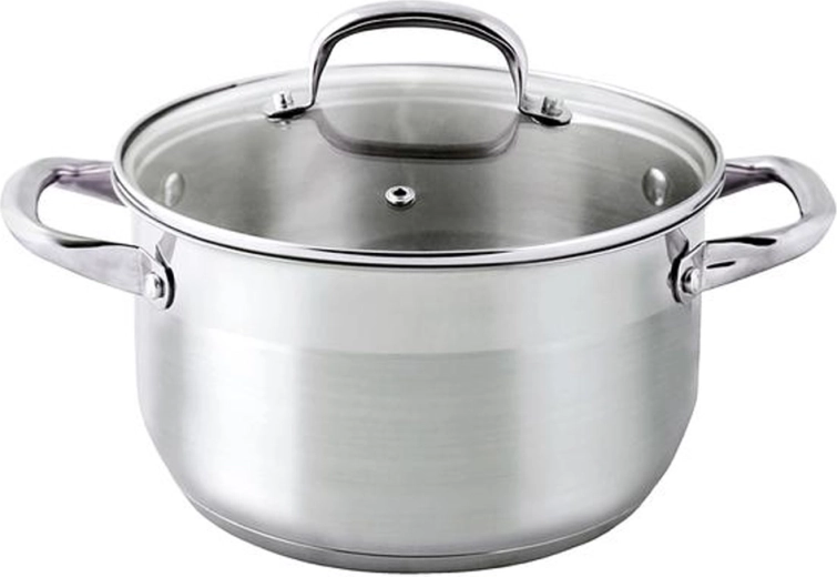 Stainless steel casserole 5 L with glass lid, diameter 24 cm