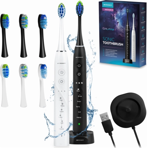 Berdsen Galaxy Duo soninis elektrinis dantų šepetėlis – 2 vnt. rinkinys