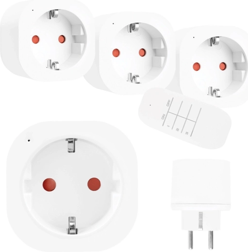 GreenBlue set of 3 remote-controlled sockets with controller, type F