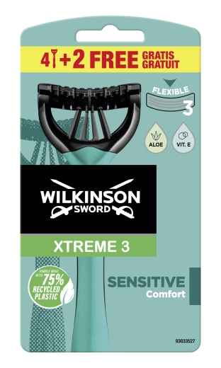 Vienkartiniai skutimosi peiliukai WILKINSON SWORD Xtreme3 Sensitive 6 vnt.