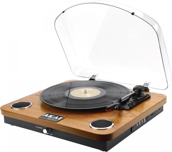 AKAI retro wooden turntable with Bluetooth, USB and SD