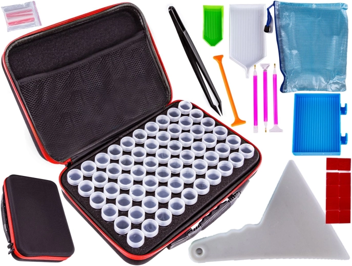 Accessory set for diamond painting – case with 60 containers