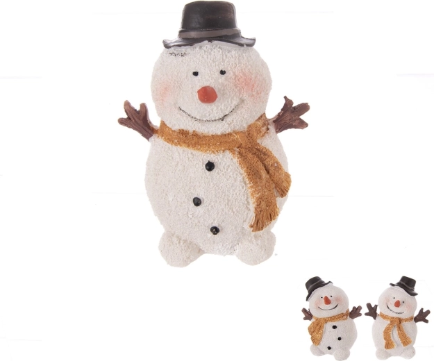 Snowman polyresin decoration, white (3 variants)