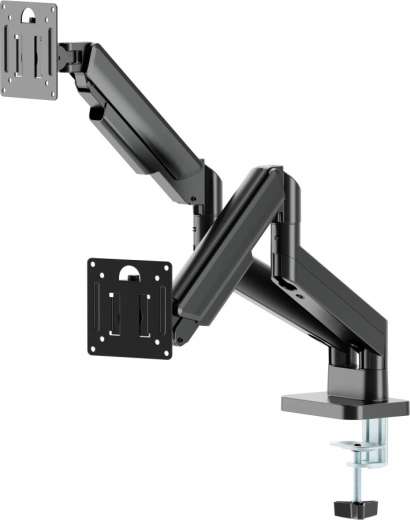 Dual monitor desk arm 17–32" with gas spring, black