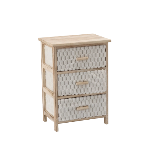 Komoda su 3 tekstiliniais stalčiais 40 × 29 × 58 cm