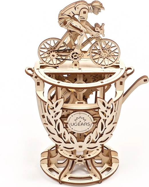 Wooden Mechanical 3D Puzzle UGEARS Cyclist – Trophy with Moving Mechanism