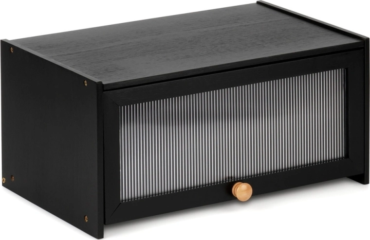 Vilde Bamboo Bread Box in Black, 40 × 25 × 20 cm