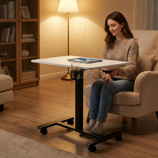 Pneumatic height adjustment for working sitting or standing