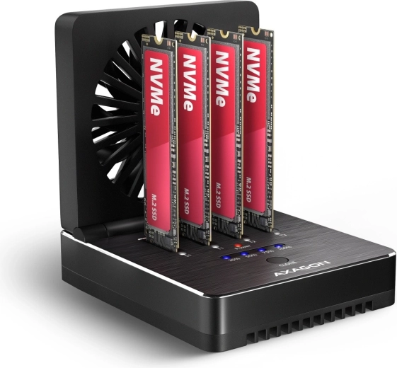 Axagon USB4 docking station for 4× M.2 NVMe SSDs with offline cloning