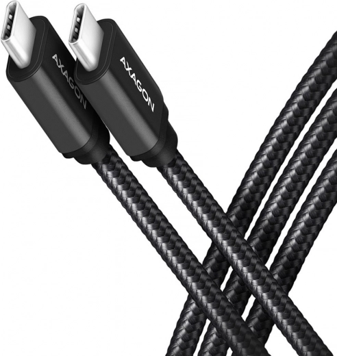 AXAGON USB‑C – USB‑C kabelis 3.2 gen 1, 2 m, PD 60 W, 3 A, aliumininis, pintas, juodas