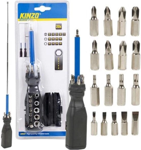 Atsuktuvas su antgaliais KINZO, 20 vnt. rinkinys