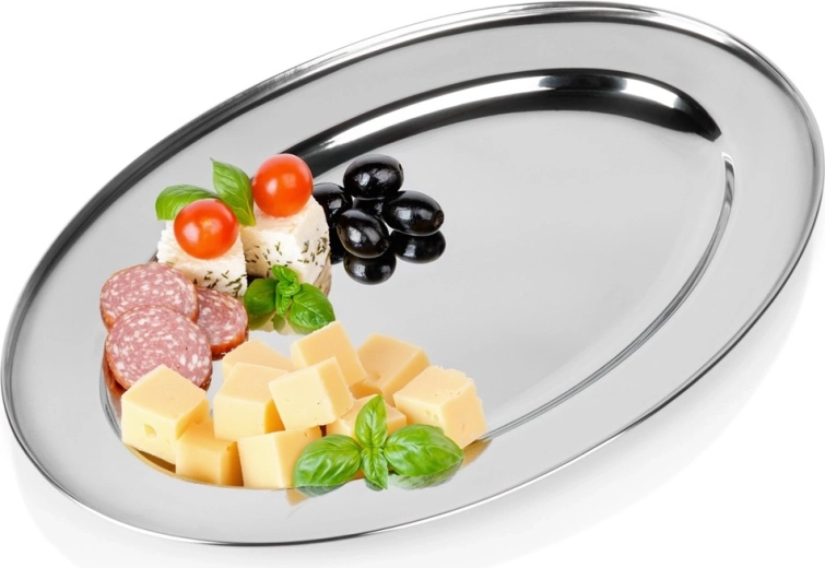 Oval stainless steel serving tray 40 × 27 cm Vilde