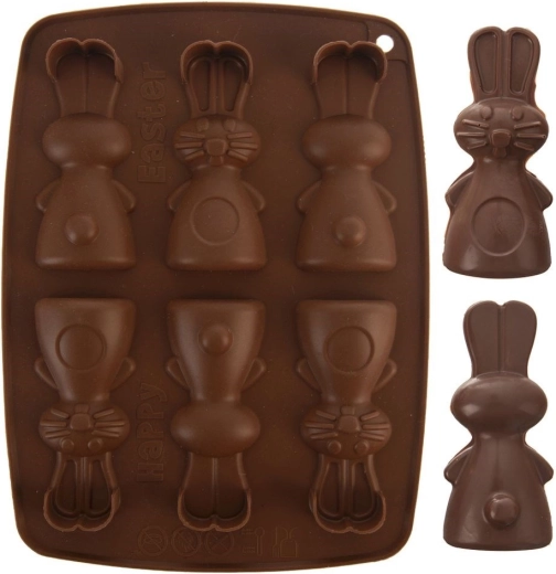 Silicone mold for cookies and pralines bunny, brown